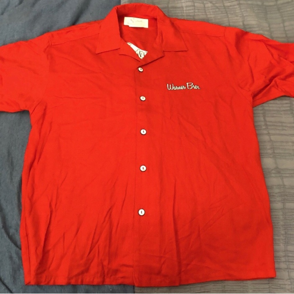Bowling Shirt Men’s Sz L Warner Bros Employee(Oversized) embroidered Rare NEW